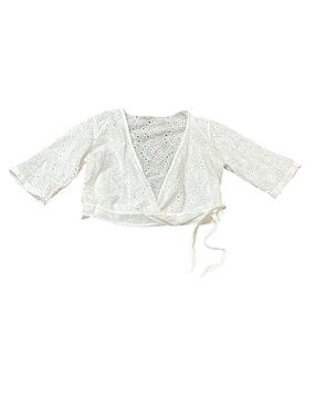 Stella Martini Eyelet Wrap Shirt Blouse Top Women's Size L